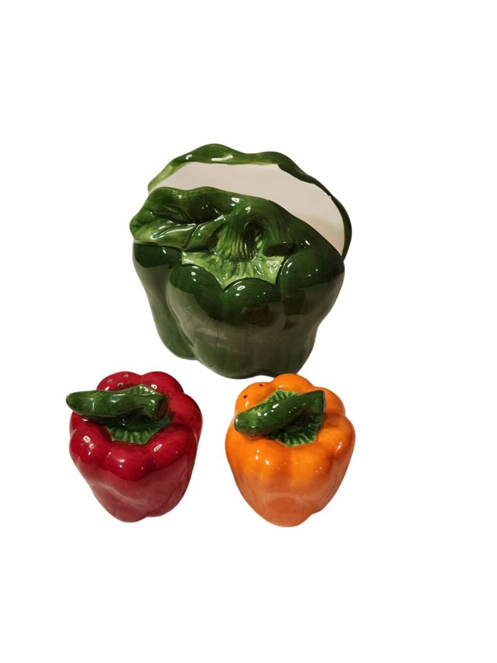 Bell Pepper Napkin Holder and Salt n Pepper shakers NEW
